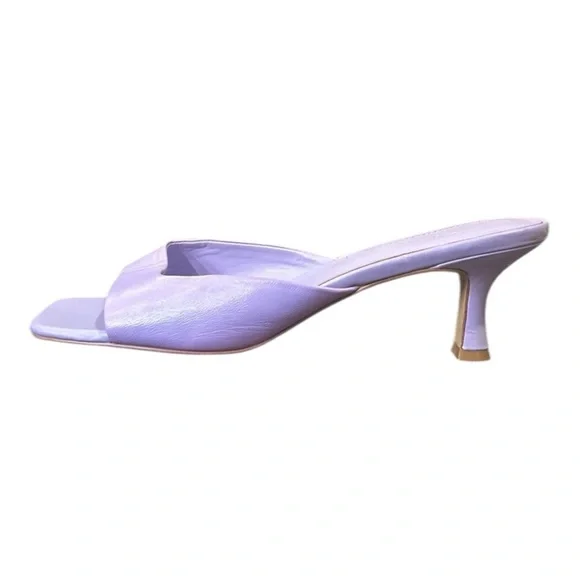 MANGO Womens Lavender Solid Leather Heels Size 8.5 - Picture 3 of 13